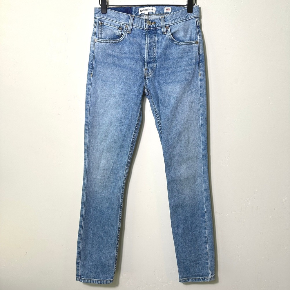 RE/DONE Originals Straight Skinny Jeans Size 26‎ Button Fly Light Wash 027-3WSS1